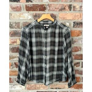 Faherty Drift Button Down Long Sleeve Shirt Top in Timberwood Plaid, XS